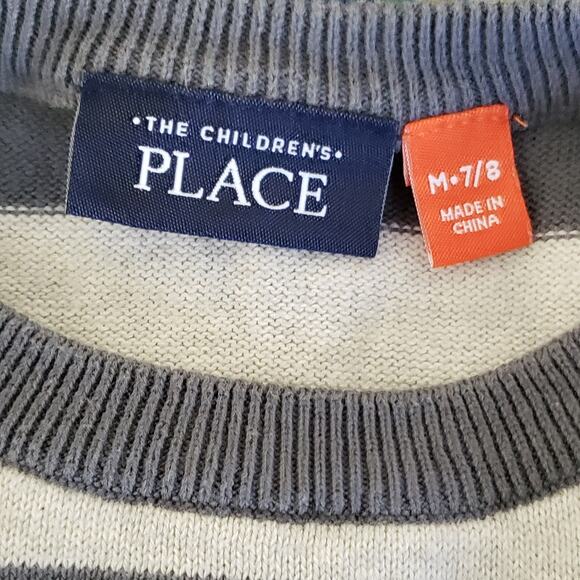 2 FOR $5 SALE Girl's Gray Striped Sweater Medium (7/8) - Picture 5 of 6